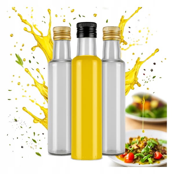 10x Dorica glasflaskor 250ml klarglasflaska för olja och vinäger