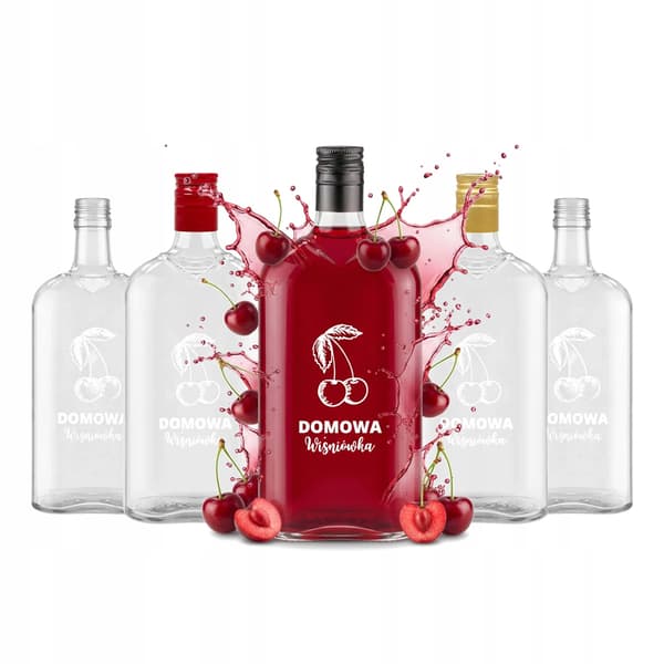 10x flaskor klassisk 500ml tryckt hemlagad körsbärsbrandy för vin och bröllopsjuice 10 st.