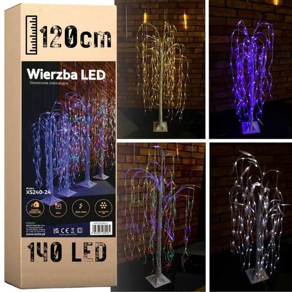 Juletræ 140 LED lysende pil jul 120 cm blå kold hvid