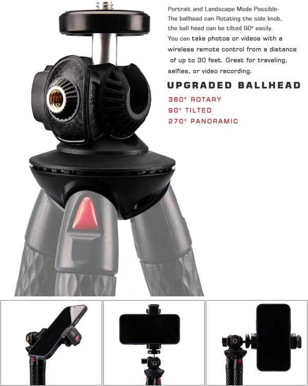 STATIV FÖR SMARTPHONE GOPRO-KAMERA FLEXIBELT STATIV 3 ÄNDER 30CM