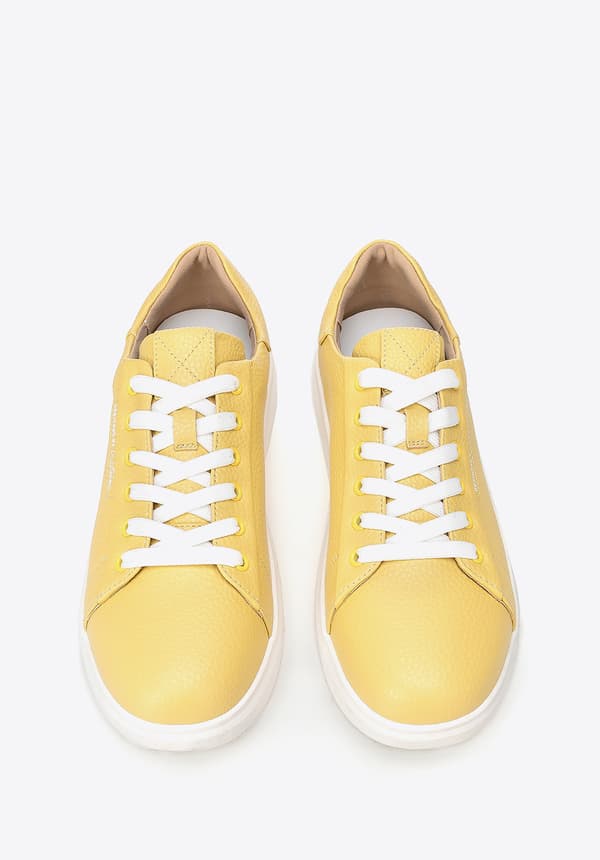 Wittchen dame klassiske gule platform sneakers, naturlæder