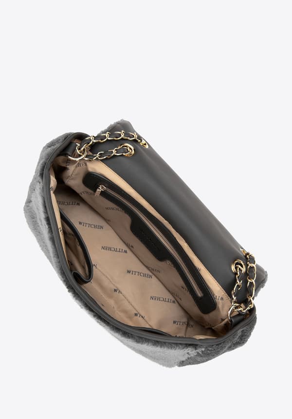 Wittchen Dam crossbody-väska med päl, grå, grå polyester