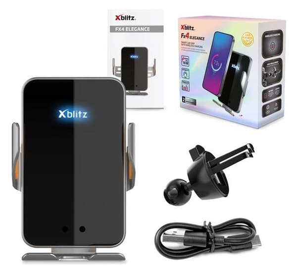 XBLITZ FX4 Elegance Langaton Lataava Autoteline Musta ja Hopea