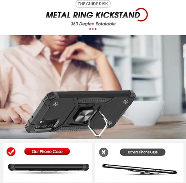 ETUI TIL SAMSUNG GALAXY A03s SORT ARMOR RING 2X HÆRDET GLAS