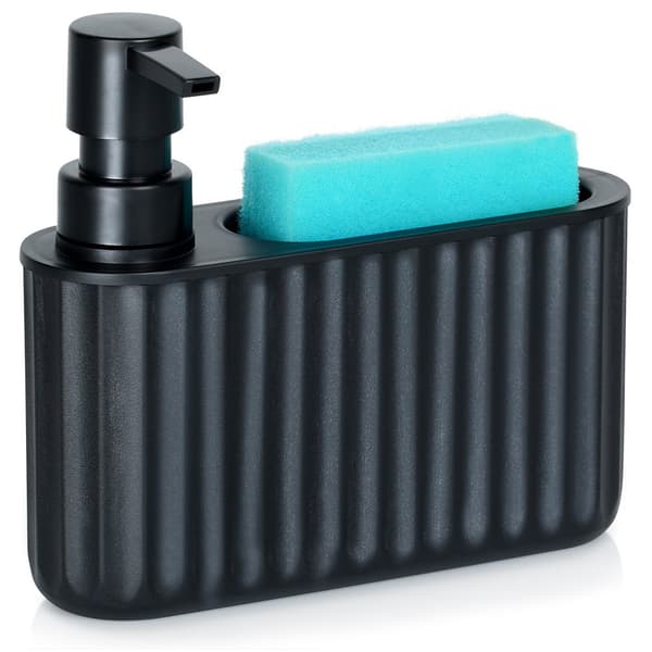 Dispenser til opvaskemiddel med svampebeholder sort 400 ml