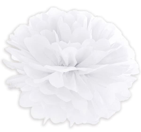 Papperin pomponpallo valkoinen 30 cm 1 kpl