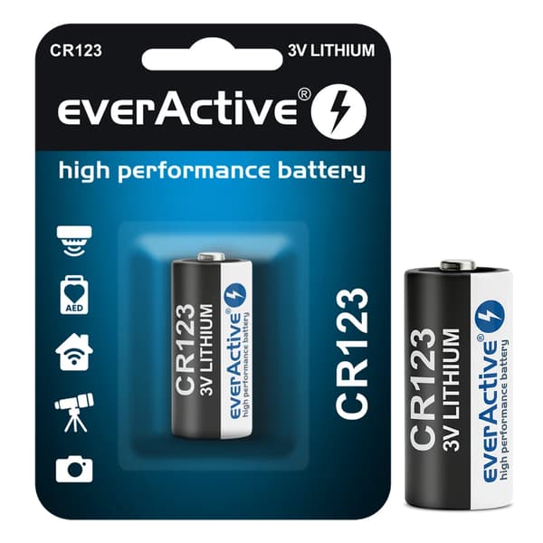 everActive CR123 3V litiumparistolippu 1 kpl 1500mAh