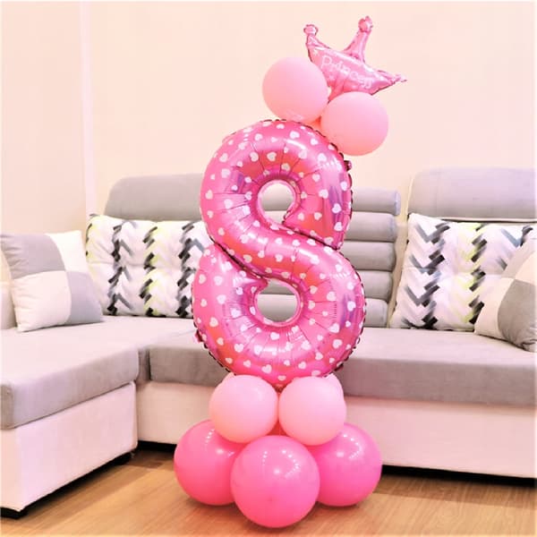 Set med rosa ballonger, nummer 8, 1 set