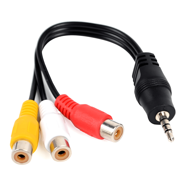 3,5 mm 4-pol jack til 3 x RCA audio video stereo splitter