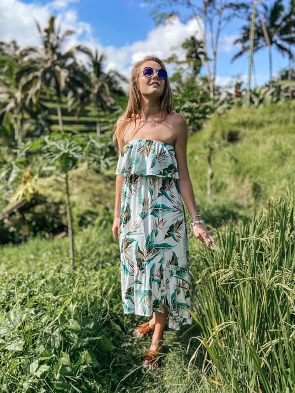 Boho lys kjole