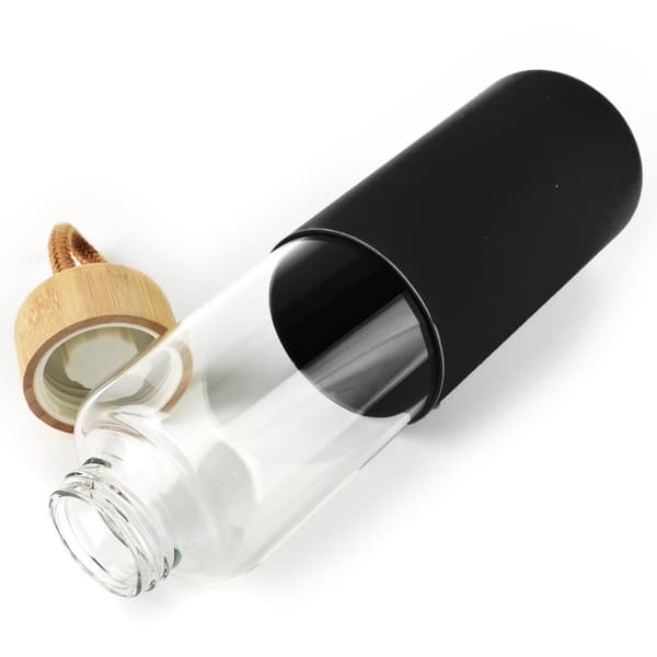Lasinen vesipullo silikonisuojalla 600 ml