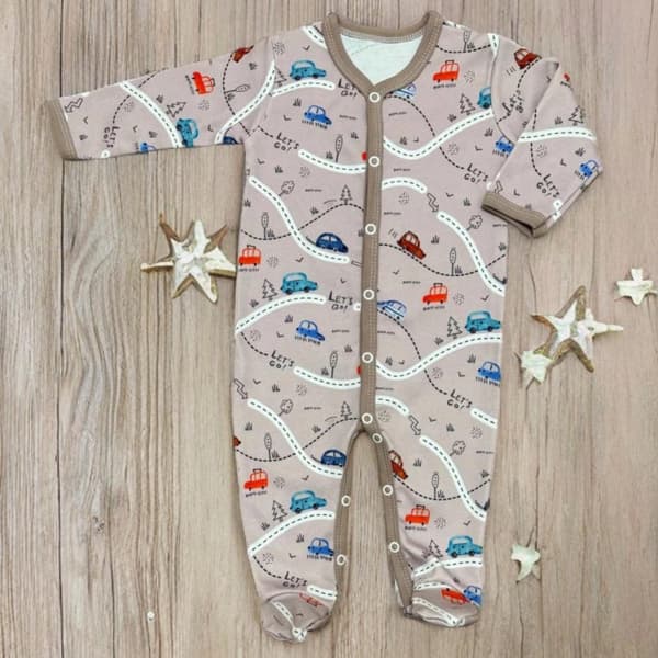 Klovn, hel lynlås-heldragt 98, drengepyjamas med biler
