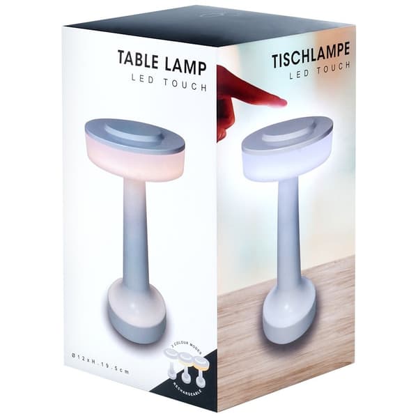 LED bordlampe hvid trådløs 3 lysmodi 21 cm