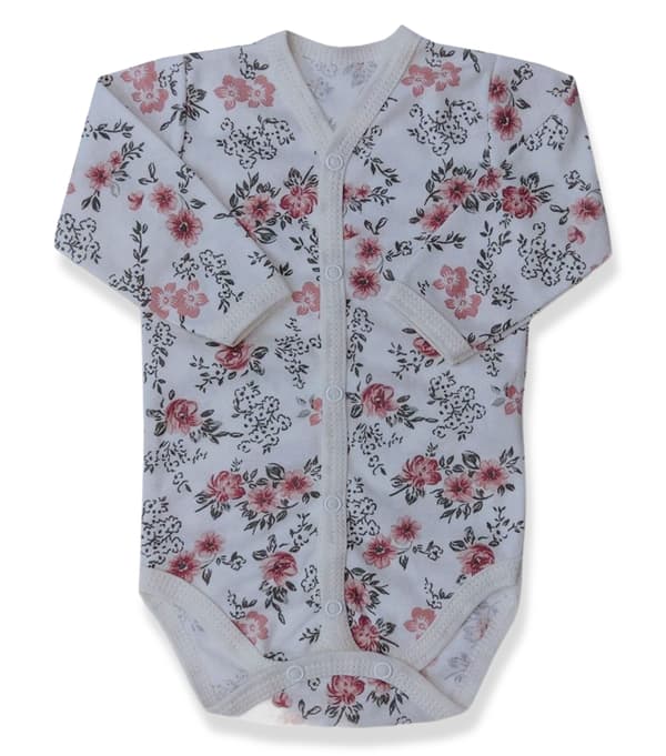 Bodysuit 86 barn långärmad dragkedja med blommönster