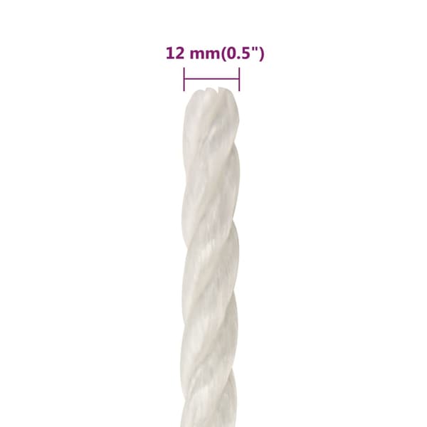 vidaXL Arbetsrep, Vitt, 12 mm, 500 m, Polypropylen