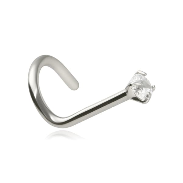 Näsring med vit zirkon - silver - NS-006 0.8/6.5/2