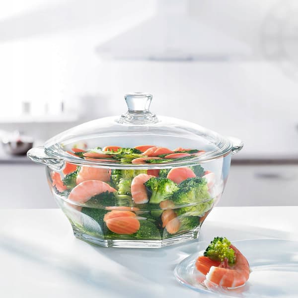 Värmebeständig glasvas med lock, 2,5 l