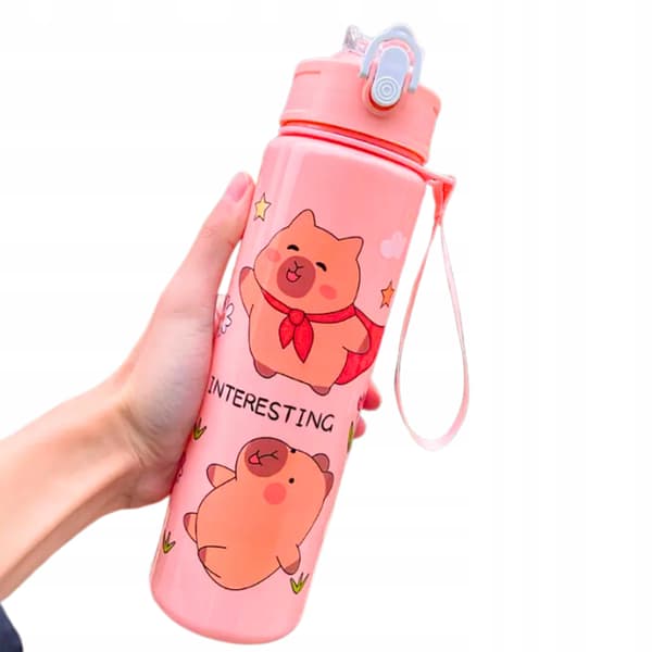 Kapybara-vesipullo pillillä lapsille kouluun 690 ml