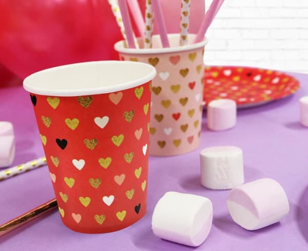 Red Hearts XOXO paperikupit 250ml 6 kpl