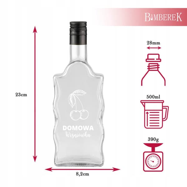 Wave-flaska 500ml med tryck hemgjorda körsbärslikörglasflaskor