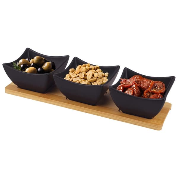 Mustat posliini snack-maljat 31,5 cm 4 kpl