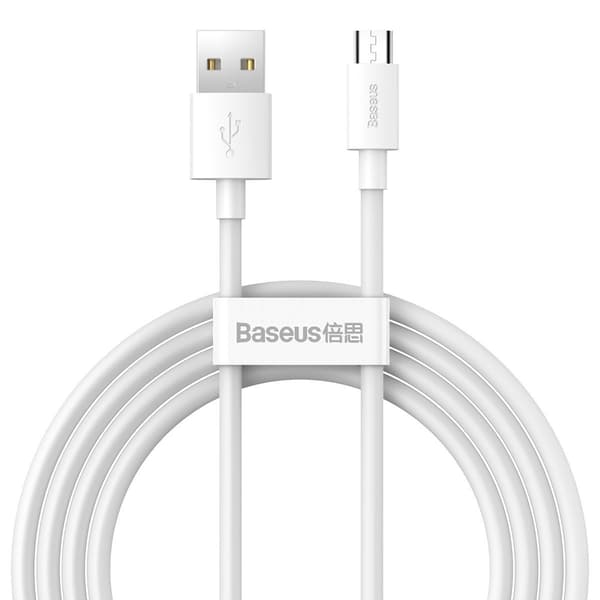 Baseus Simple Wisdom micro USB - USB -kaapeli, 2.1A, 1.5m (valkoinen) 2 kpl.