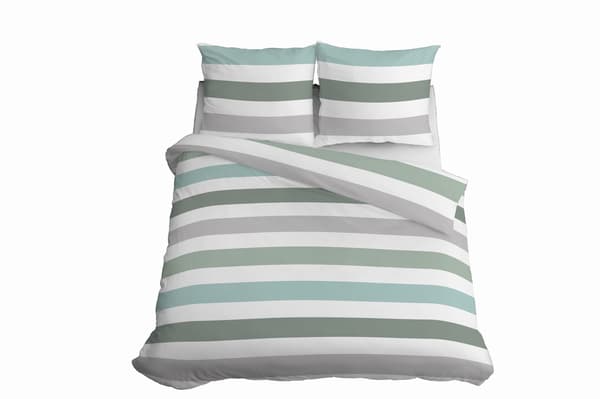 Satin Sengetøj 220x200 Striber Pastelgrønne Nuancer