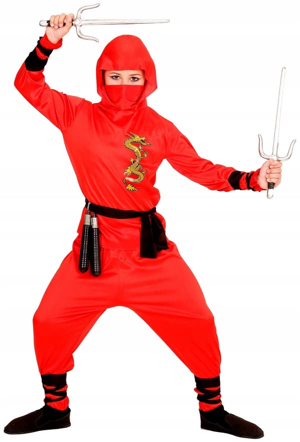 Rød ninja krigerkostume Samurai kugle 2-3 år