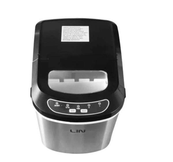 LIN ICE PRO-S12 silverfärgad iskubsmaskin, kapacitet 2,2 l