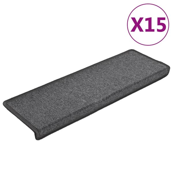 vidaXL trappemåtter 15 stk. 65x21x4 cm mørkegrå rektangulær kant