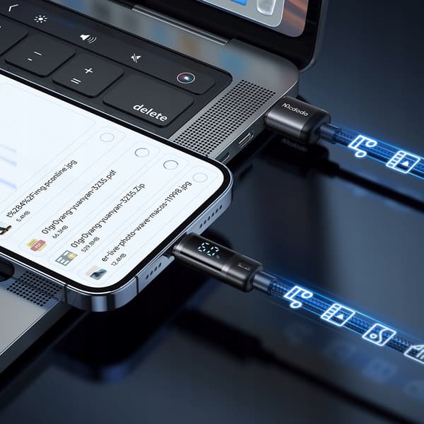 MCDODO Oplader USB Lightning Kabel Hurtig Opladning til iPhone 1M LED