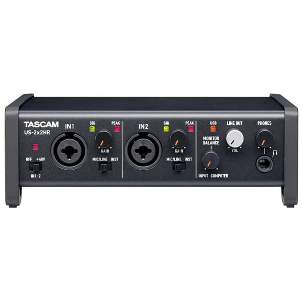 Tascam US-2x2HR lyd/MIDI-interface, 2 XLR-kombinationsindgange
