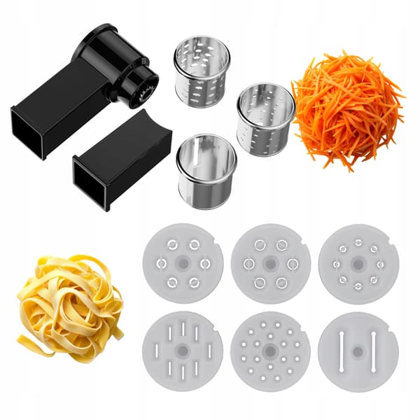 Tilbehørssæt til foodprocessor: rivemaskine + 6 pastatilbehør