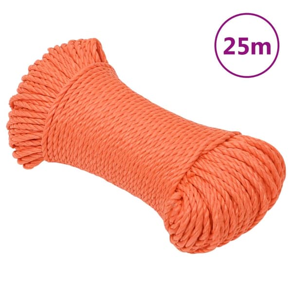 vidaXL Arbetsrep, Orange, 3 mm, 25 m, Polypropylen