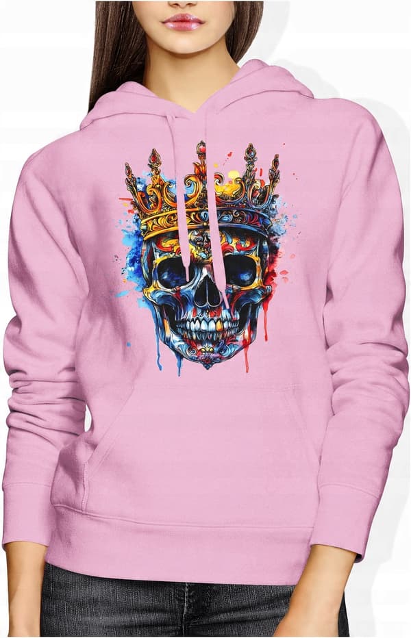 Skull Crown Goth Rock Rock Grunch Damesweatshirt med tryk til hende M