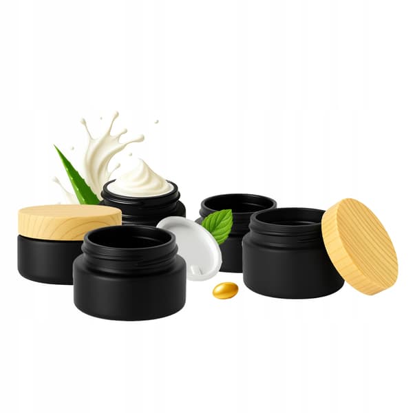 20x Glaskrukker Sort Mat 20g til Creme, Balsam, Kosmetik, Salve