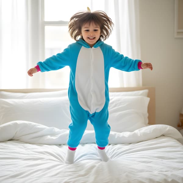 Kigurumi-pyjamas med blå enhörning för barn, 95-105 cm
