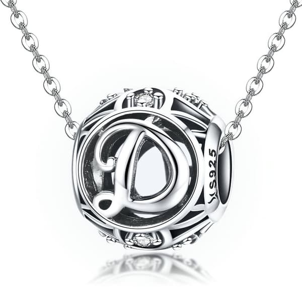 Bogstav D alfabet charm perle sølv 925