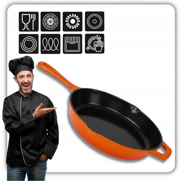 EMALJERET STØBEJERNSPANDE 26CM HAGE ORANGE