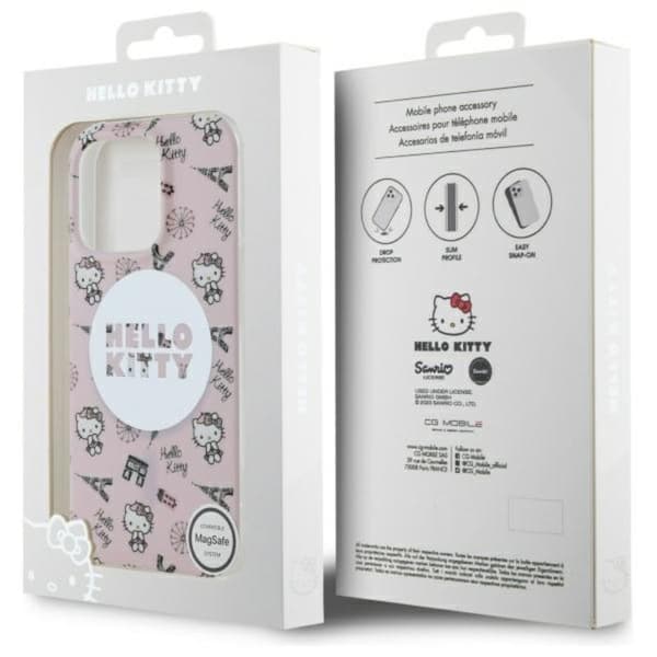 Hello Kitty IML All Over Paris MagSafe - iPhone 16 Pro Max cover (lyserød)