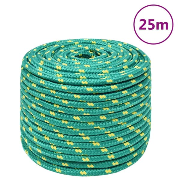 vidaXL sejltov, grøn, 12 mm, 25 m, polypropylen