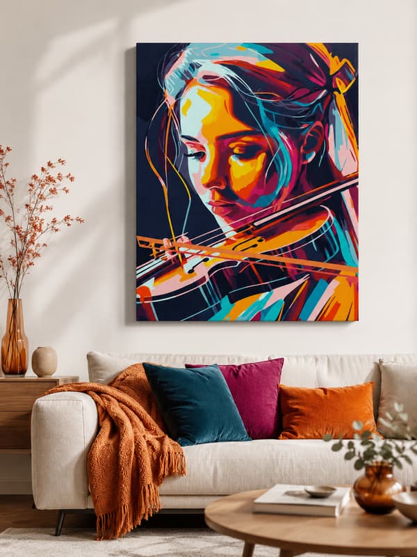 Målning med siffror med ram Violinist 40x50 cm