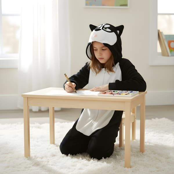 Kigurumi pyjamas kostume til børn, sort husky, 95-105 cm