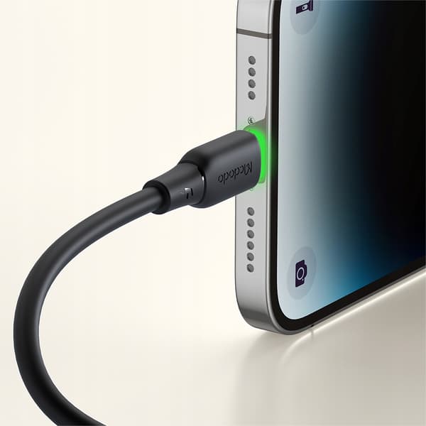 MCDODO Oplader USB Lightning Kabel Hurtig Opladning til iPhone 1M LED Sort