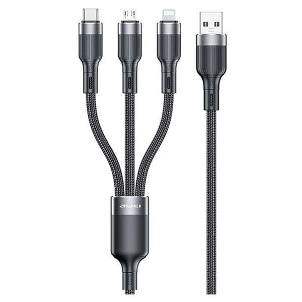 AWEI CL-975 usb-c/lightning/micro 3in1 -kaapeli musta/musta