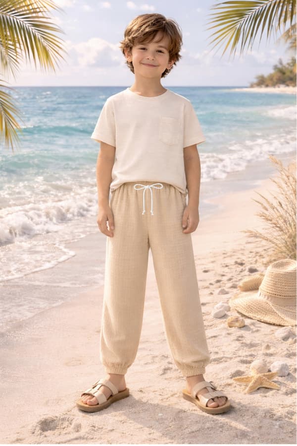 Børne muslinshorts 140 sommerbukser til børn til sommer beige