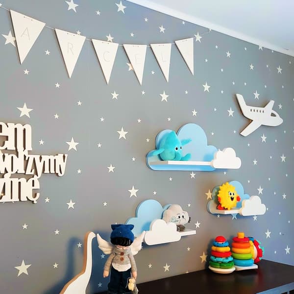 Cloud Shelves Sæt med 3 Moli- Galaxy - Blå og Hvid