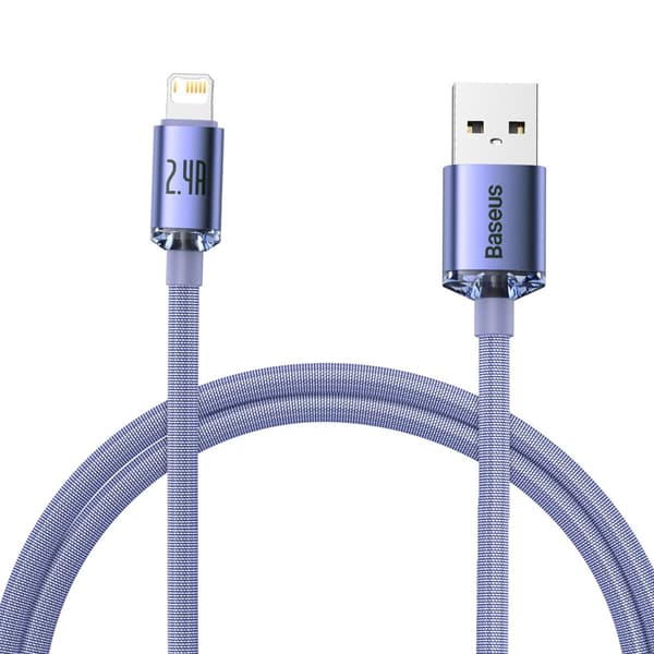 Baseus Crystal Shine USB-Lightning-kaapeli, 2.4A, 1.2m (Violetti)
