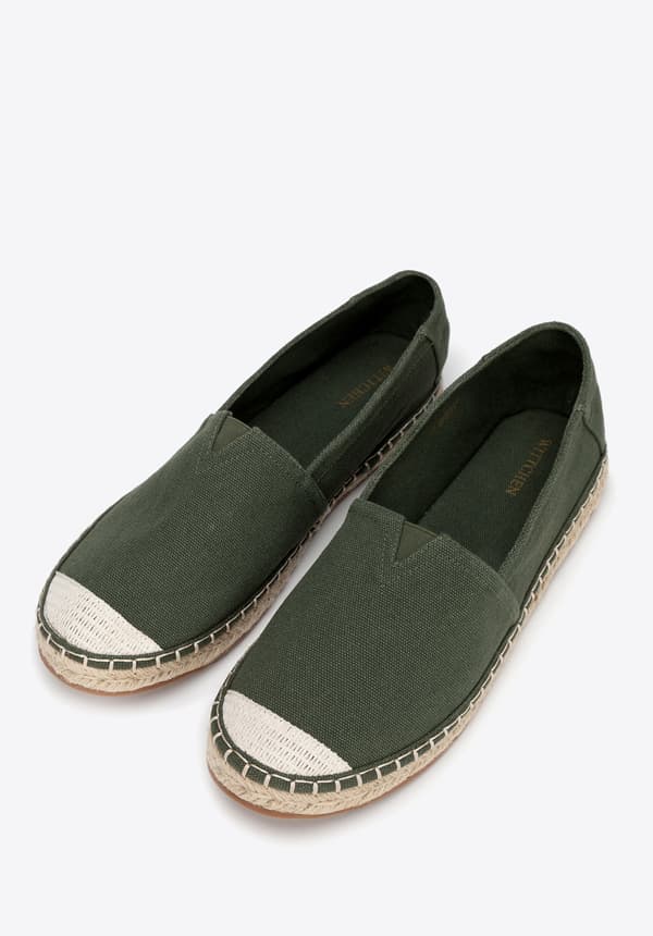 Wittchen herr espadriller med flätad tå grönt textilt material