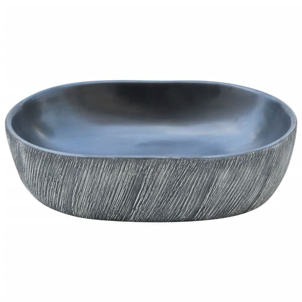 vidaXL bordvask sort og grå oval 47x33x13 cm